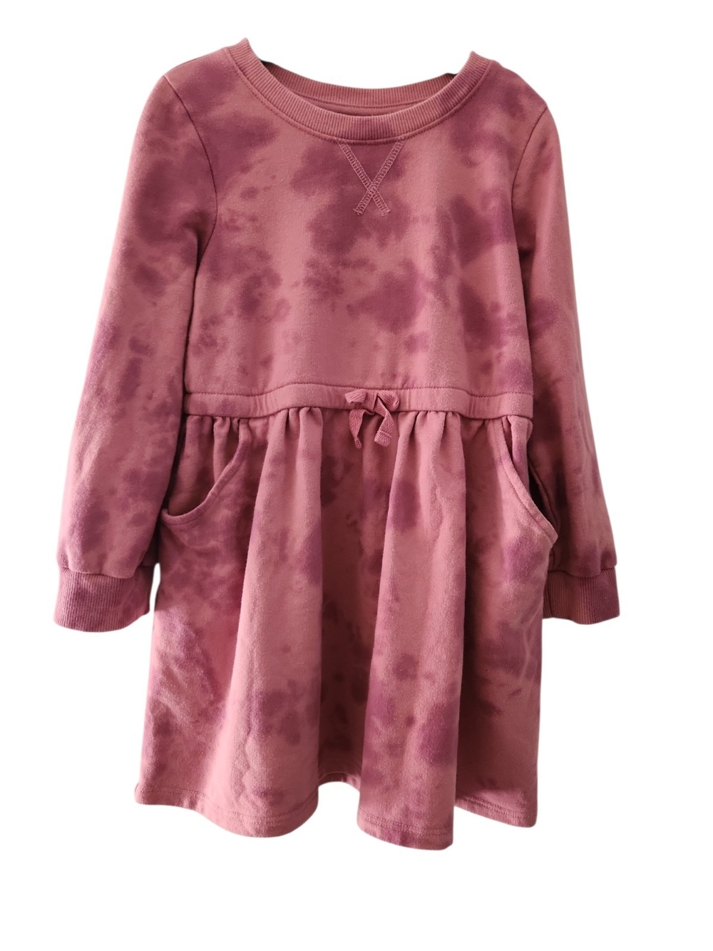 Cat & Jack Pink Skater Dress Size 4T Long Sleeves Pockets Crew Neck Casual